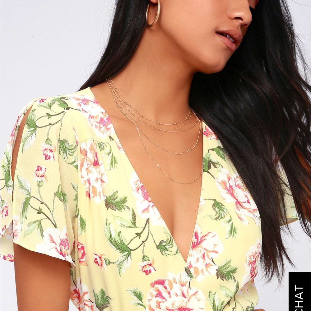 SENSE OF WONDER YELLOW FLORAL WRAPDRESS
LULUS NWT - Picture 4 of 4